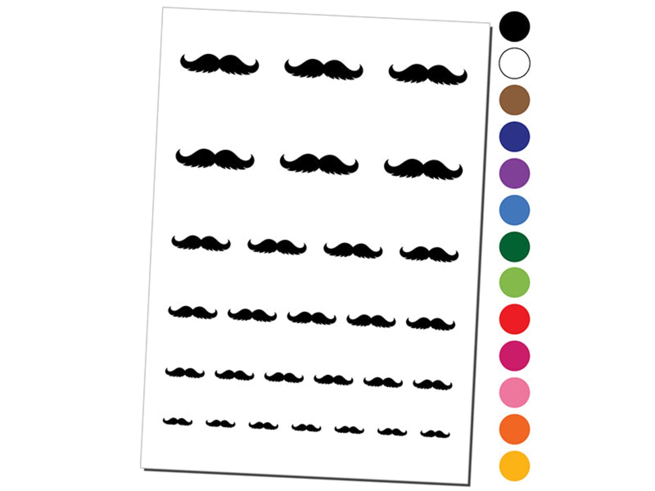 Gunslinger Mustache Moustache Silhouette Temporary Tattoo Water Resistant Fake Body Art Set Collection
